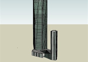 某现代超高层商务中心建筑设计SU(草图大师)模型