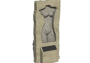现代石材人体雕塑SU(草图大师)模型