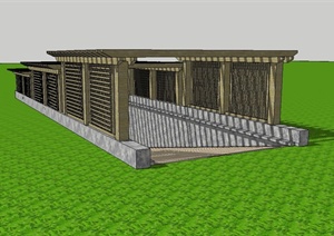 地下车库入口木廊架设计SU(草图大师)模型