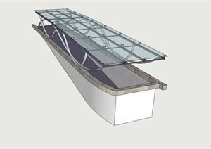 现代简约地下车库入口玻璃廊架设计SU(草图大师)模型