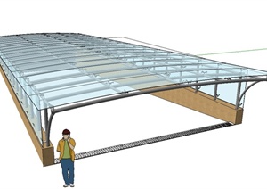 现代地下车库入口玻璃廊架设计SU(草图大师)模型