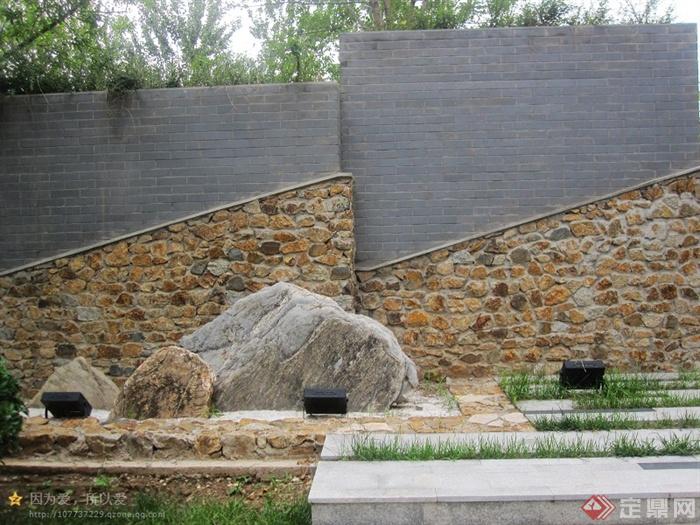 种植池,围墙,景石,庭院灯