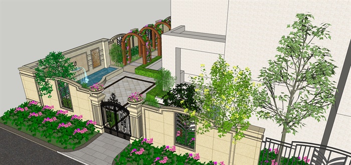 欧式住宅花园景观设计su模型