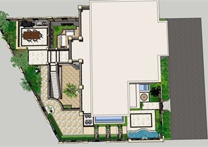 美式住宅花园景观设计SU(草图大师)模型