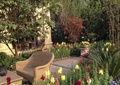 庭院景观,藤编桌椅,花带