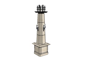 某小区景观灯柱设计SU(草图大师)模型