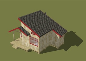 农村自建木质别墅SketchUp模型