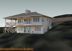 美式山地别墅建筑设计SU(草图大师)模型