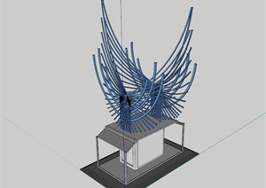 飞翔造型抽象雕塑SU(草图大师)模型
