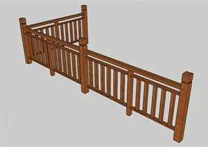 L形木栏杆围栏SU(草图大师)模型