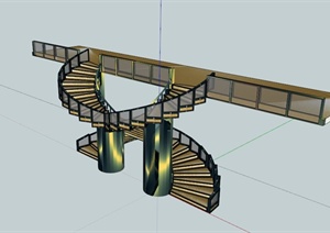 豪华环形楼梯SU(草图大师)模型