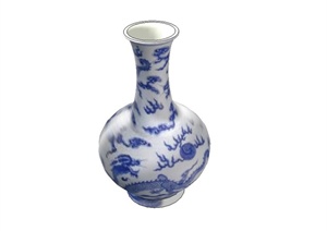 古典中式青花瓷花瓶设计SU(草图大师)模型