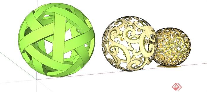镂空球雕塑小品SU模型(2)