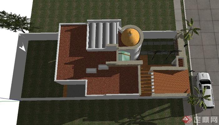 印度风格两层别墅建筑设计SketchUp模型(4)