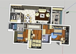 某美式住宅室内设计SU(草图大师)模型