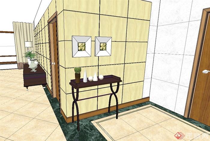 某混搭风格住宅空间餐客厅装修设计SU模型(5)