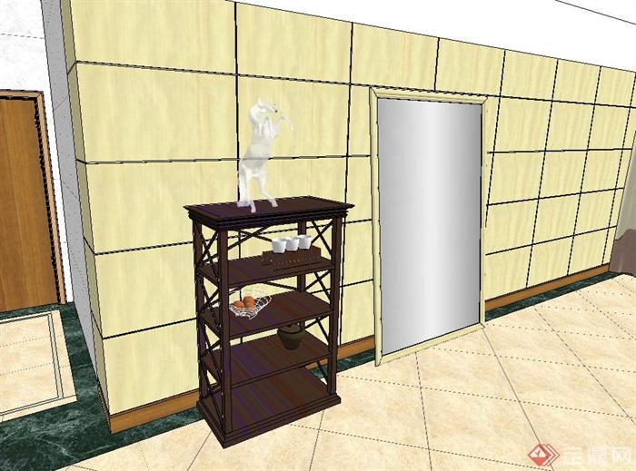 某混搭风格住宅空间餐客厅装修设计SU模型(4)