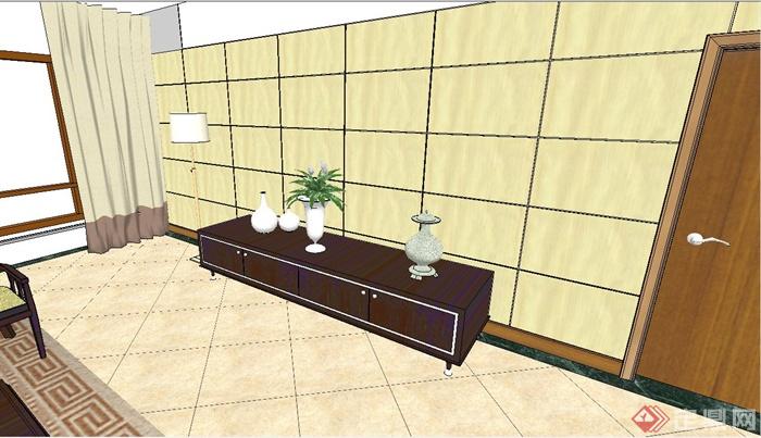 某混搭风格住宅空间餐客厅装修设计SU模型(6)