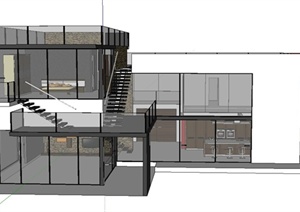 新中式现代风格两层别墅建筑SketchUp模型