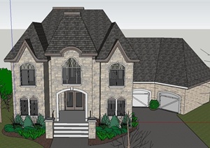欧式风格两层别墅建筑设计SketchUp模型