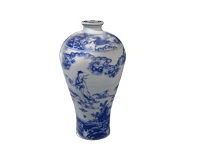 古典中式室内青花瓷花瓶摆件设计SU(草图大师)模型