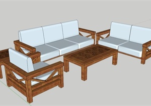 某古典中式沙发组合SU(草图大师)模型