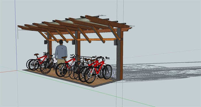 自行车车棚停车处设计su模型(1)