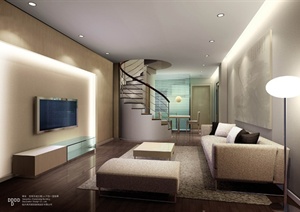 单身公寓室内装修设计施工图加效果图方案