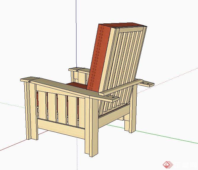 木质单人沙发设计SU模型(3)