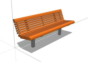 户外长条椅设计SU(草图大师)模型