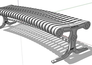 现代室外铁艺弧形坐凳设计SU(草图大师)模型
