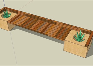户外花池坐凳设计SU(草图大师)模型