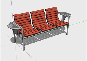 现代户外三连座椅椅子设计SU(草图大师)模型
