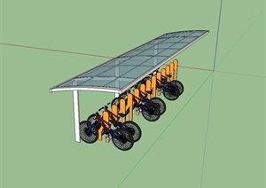 自行车玻璃车棚设计SU(草图大师)模型