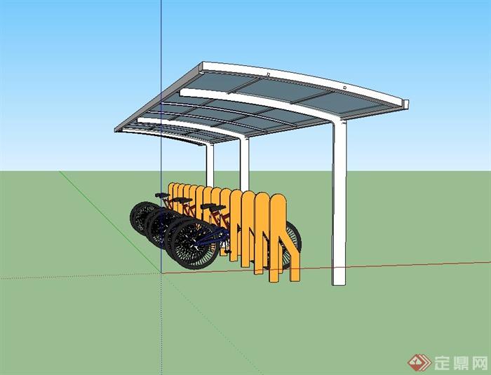 自行车玻璃车棚设计su模型(2)