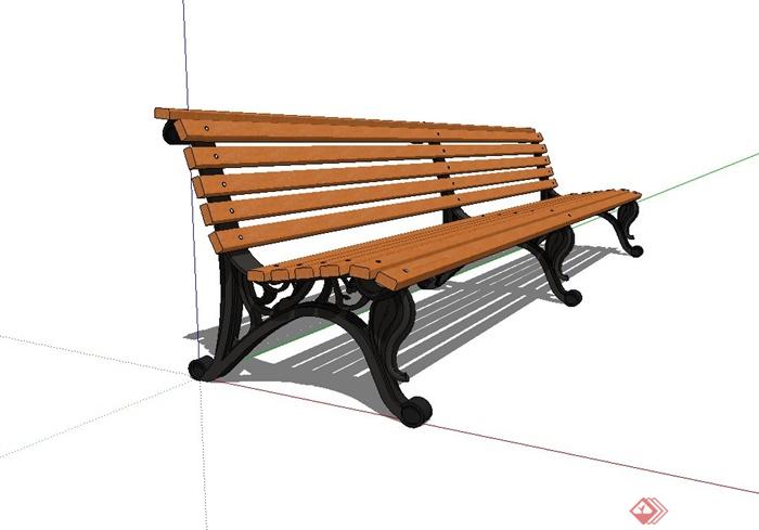欧式户外长条靠椅设计su模型(1)