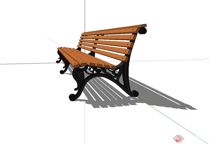 欧式户外长条靠椅设计su模型(3)