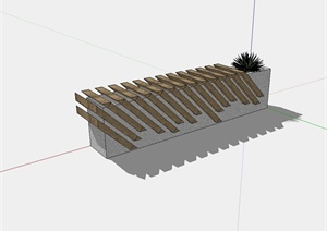 现代简约矮墙坐凳设计SU(草图大师)模型