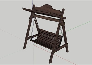 某户外木制摇椅SU(草图大师)模型