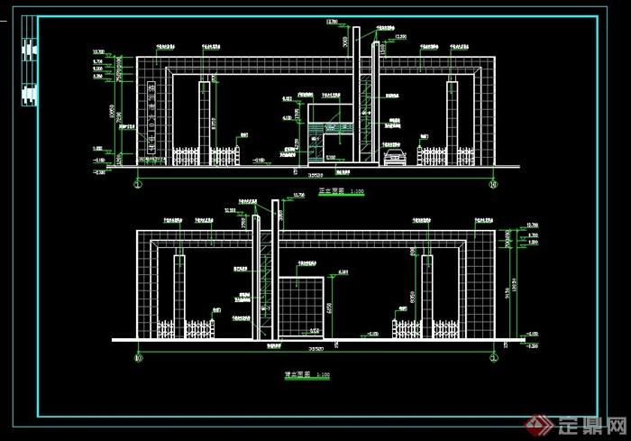 某现代学校大门设计cad施工图(1)