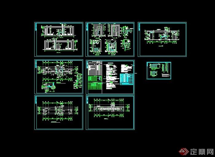 某现代学校大门设计cad施工图(4)