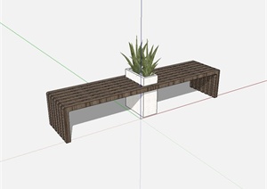 某户外木质条凳设计SU(草图大师)模型