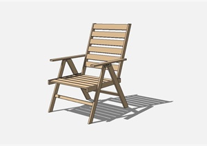 现代木质扶手休闲椅子设计SU(草图大师)模型