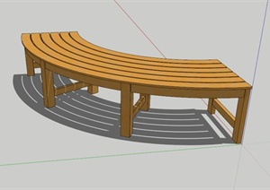 某弧形木制户外长椅SU(草图大师)模型
