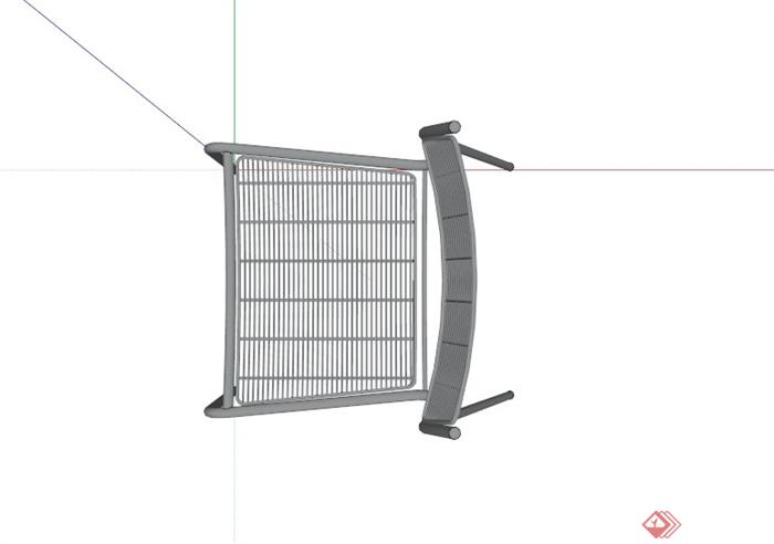 现代单人铁椅子SU模型(2)