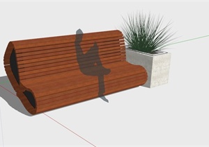 创意木条拼接户外椅子SU(草图大师)模型