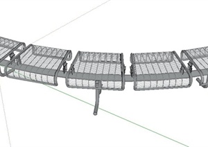 室外铁艺五人弧形坐凳设计SU(草图大师)模型