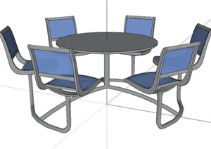 铁艺六人圆形桌椅设计SU(草图大师)模型