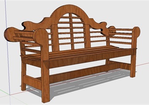 木质室外长椅设计SU(草图大师)模型