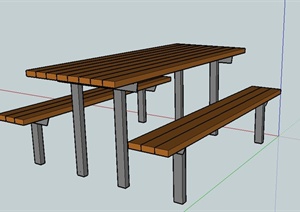 木质桌椅设计SU(草图大师)模型